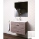 Mobile bagno sospeso Iride da 90 cm con lavabo, specchio e applique integrata in finitura Bianco Frassinato