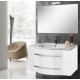 Mobile bagno sospeso Rivoli da 90 cm con lavabo, specchio e applique integrata in finitura Bianca