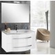 Mobile bagno sospeso Rivoli da 90 cm con lavabo, specchio e applique integrata in finitura Bianca