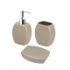 Set d'appoggio 3 pezzi in ceramica color tortora arredo bagno