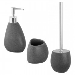 Set bagno 3 accessori in poliresina grigio effetto pietra
