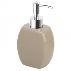 Dispenser sapone in ceramica tortora con erogatore cromato