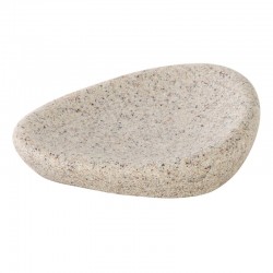 Porta sapone da appoggio in poliresina effetto pietra colore sabbia