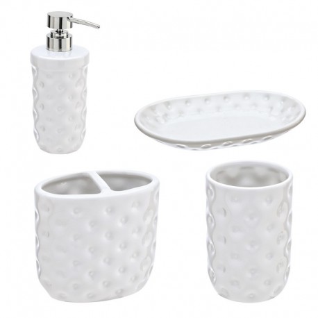 Set bagno 4 accessori in ceramica bianca Linea Florida