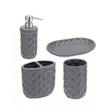 Set bagno 4 accessori in ceramica grigia Linea Florida