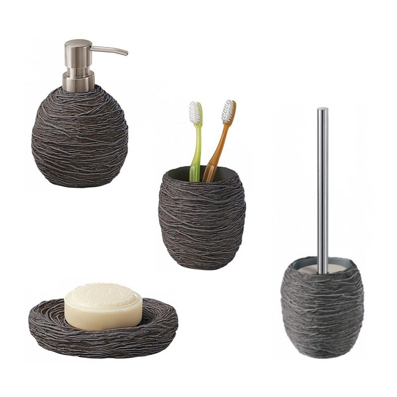 Set bagno 4 accessori in resina color grigio effetto striato - Vendita  Online ItaliaBoxDoccia