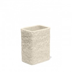 Porta spazzolino da appoggio beige effetto pietra in resina e sabbia