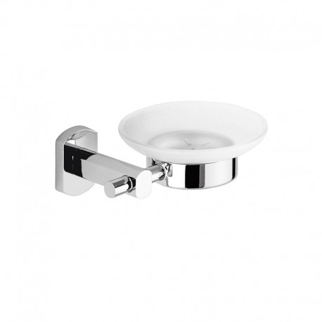 Portasapone A Muro in acciaio inox/cromall con contenitore in Vetro Satinato Gedy mod. edera