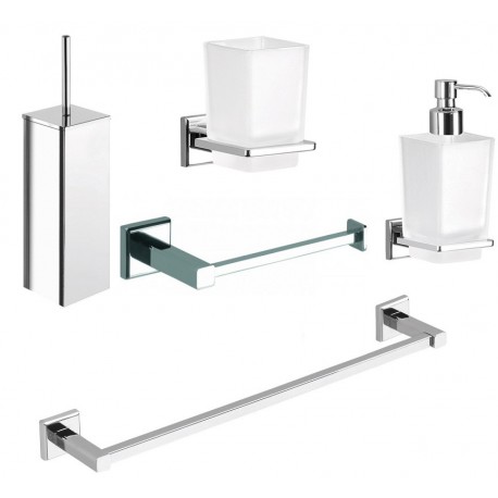 Set accessori a muro arredo bagno Gedy Colorado in acciaio inox e cromall