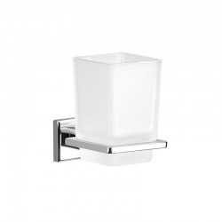 Portasapone A Muro in acciaio inox/cromall con contenitore in Vetro Satinato Gedy mod. Colorado