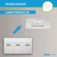 Mobile bagno Colorado da 100 cm sospeso bianco lucido lavorazione a rilievo con specchio LED retroilluminato intarsiato ovale