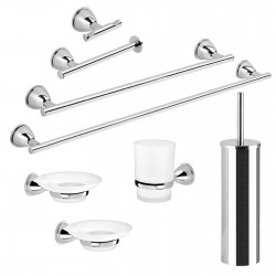 Set accessori bagno 8 pezzi Gedy Genziana fissaggio a muro metallo cromo