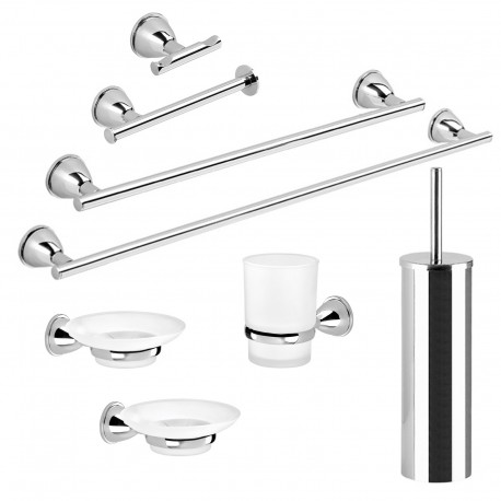 Set accessori bagno 8 pezzi Gedy Genziana fissaggio a muro metallo cromo