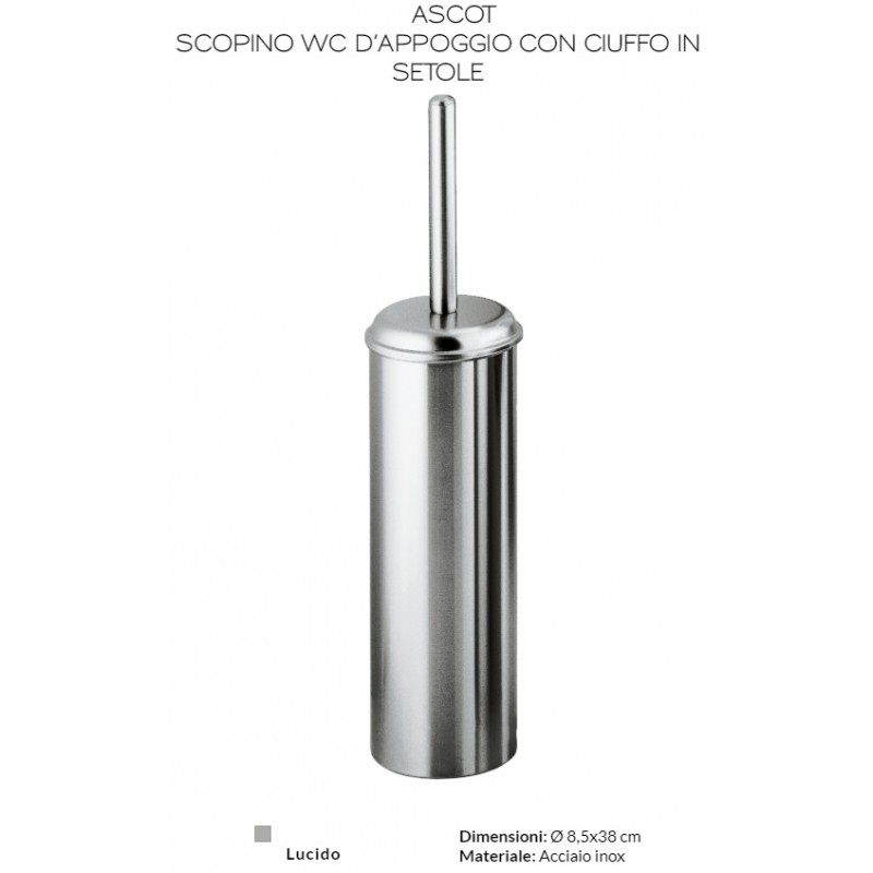 Scopino wc in acciaio inox Gedy Ascot d'appoggio con ciuffo in setole -  Vendita Online ItaliaBoxDoccia