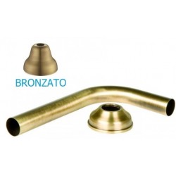 Tubo Curvo 90° per Cassetta Alta Wc cm 25x15 Diametro 30 mm con Rosone Ottone Bronzato