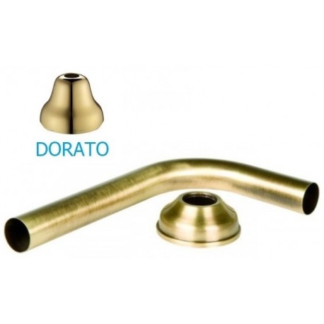 Tubo Curvo 90° per Cassetta Alta Wc cm 25x15 Diametro 30 mm con Rosone Ottone Dorato