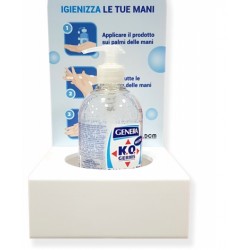 Espositore da banco Porta gel igienizzante mani in pvc dimensione 15 x 15 x 30 cm