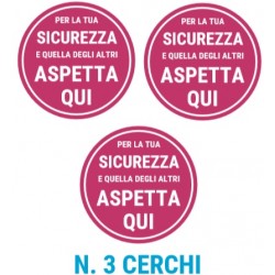 3 cerchi calpestabili antiscivolo adesivi indicati per mantenere la distanza di sicurezza