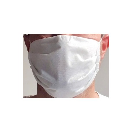 Mascherina filtrante protettiva in 100% poliestere lavabile e riutilizzabile colore bianco