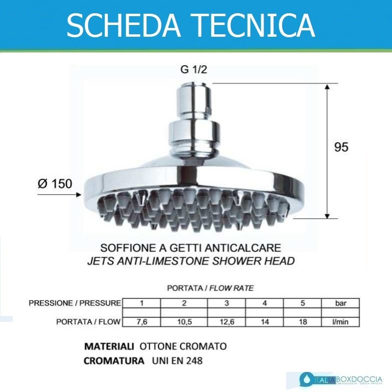 Soffione Doccia Hidra In Abs Cromato Anticalcare C/Ugelli In