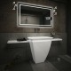 Specchio da Bagno con Angoli Squadrati Altoparlante Bluetooth + Orologio e Cornice Sabbiata Retroilluminata led 20W art. spe87