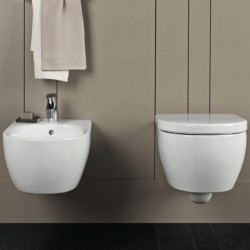 Vaso e Bidet Sospesi iCon Geberit Rimfree con Sedile 