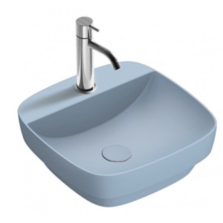 Green lux 42x42 catalano lavabo installazione ad appoggio o semincasso Azzurro Satinato senza troppopieno