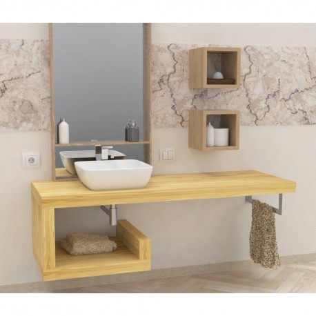 Top Bagno Larghezza 80 x Profondità 60 cm in abete per lavabi d'appoggio