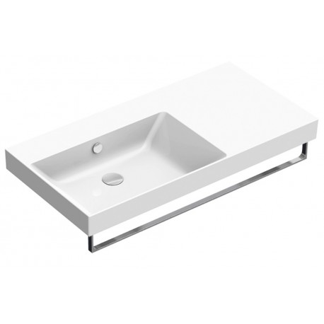 New Zero 100x50 catalano lavabo installazione sospesa, semincasso o su mobile bianco lucido con piano di appoggio a destra