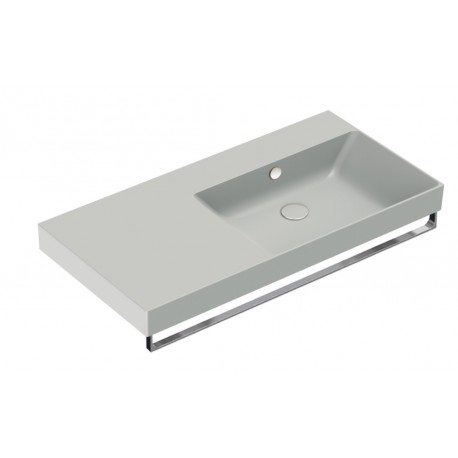 New Zero 100x50 catalano lavabo installazione sospesa, semincasso o su mobile cemento satinato con piano di appoggio a sinistra