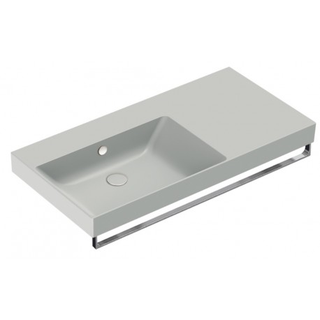 New Zero 100x50 catalano lavabo installazione sospesa, semincasso o su mobile cemento satinato con piano di appoggio a destra