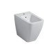 Sanitari Icon Square Geberit Vaso senza brida rimfree con coprivaso + Bidet in ceramica bianco lucido