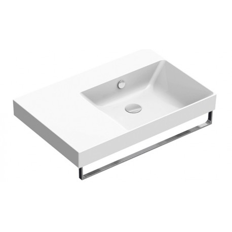 New Zero 75x50 catalano lavabo installazione sospesa, semincasso o su mobile bianco lucido con piano di appoggio a sinistra