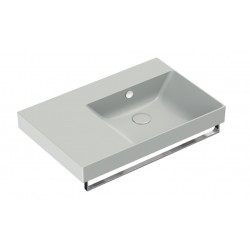 New Zero 75x50 catalano lavabo installazione sospesa, semincasso o su mobile cemento satinato con piano di appoggio a sinistra