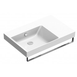 New Zero 75x50 catalano lavabo installazione sospesa, semincasso o su mobile bianco lucido con piano di appoggio a destra