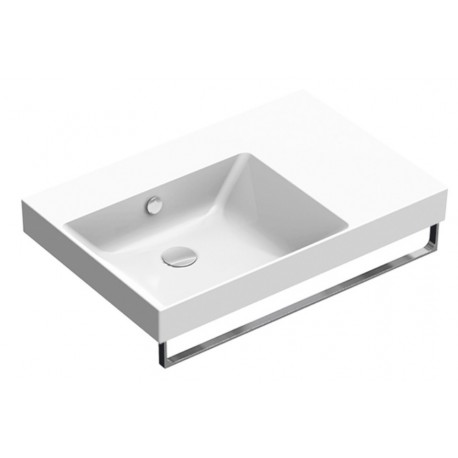 New Zero 75x50 catalano lavabo installazione sospesa, semincasso o su mobile bianco lucido con piano di appoggio a destra