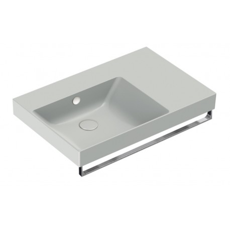 New Zero 75x50 catalano lavabo installazione sospesa, semincasso o su mobile cemento satinato con piano di appoggio a destra