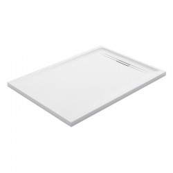 Piatto doccia Geberit serie Sestra 70 x 100 cm colore bianco effetto pietra sintetica con piletta di scarico inclusa