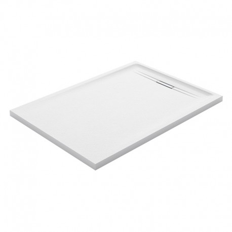 Piatto doccia Geberit serie Sestra 70 x 100 cm colore bianco effetto pietra sintetica con piletta di scarico inclusa