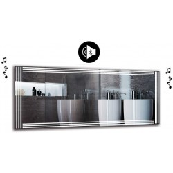 Specchio da Bagno con Angoli Squadrati Altoparlante Bluetooth e Disegno Sabbiato Retroilluminante led 20W art. spe96