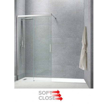 Doccia walk-in con porta scorrevole "Soft Close" Cristallo 6 mm con Trattamento Anticalcare Altezza 200 cm art. LIP18