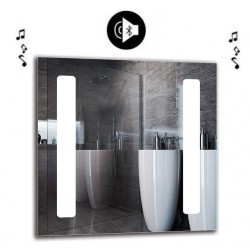 Specchio da Bagno con Angoli Squadrati Altoparlante Bluetooth e Disegno Sabbiato Retroilluminante led 20W art. spe198