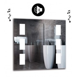 Specchio da Bagno con Angoli Squadrati Altoparlante Bluetooth e Disegno Sabbiato Retroilluminante led 20W art. spe205