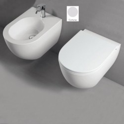 Vaso Sospeso Senza Brida + Bidet Comoda Azzurra Cotone