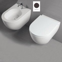 Vaso Sospeso Senza Brida + Bidet Comoda Azzurra Tortora