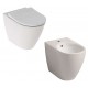 Sanitari Icon Geberit Vaso senza brida rimfree con coprivaso multi traslato + Bidet in ceramica bianco lucido