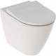 Sanitari Icon Geberit Vaso senza brida rimfree con coprivaso multi traslato + Bidet in ceramica bianco lucido