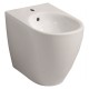 Sanitari Icon Geberit Vaso senza brida rimfree con coprivaso multi traslato + Bidet in ceramica bianco lucido