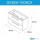 Mobile da bagno Miriam sospeso 60 cm bianco con specchio lampada led