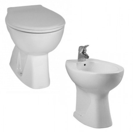 Sanitari Normus di Vitra distanziati da muro Vaso + Bidet in Ceramica Bianca